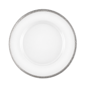 Silver Rim Glass Charger Plate