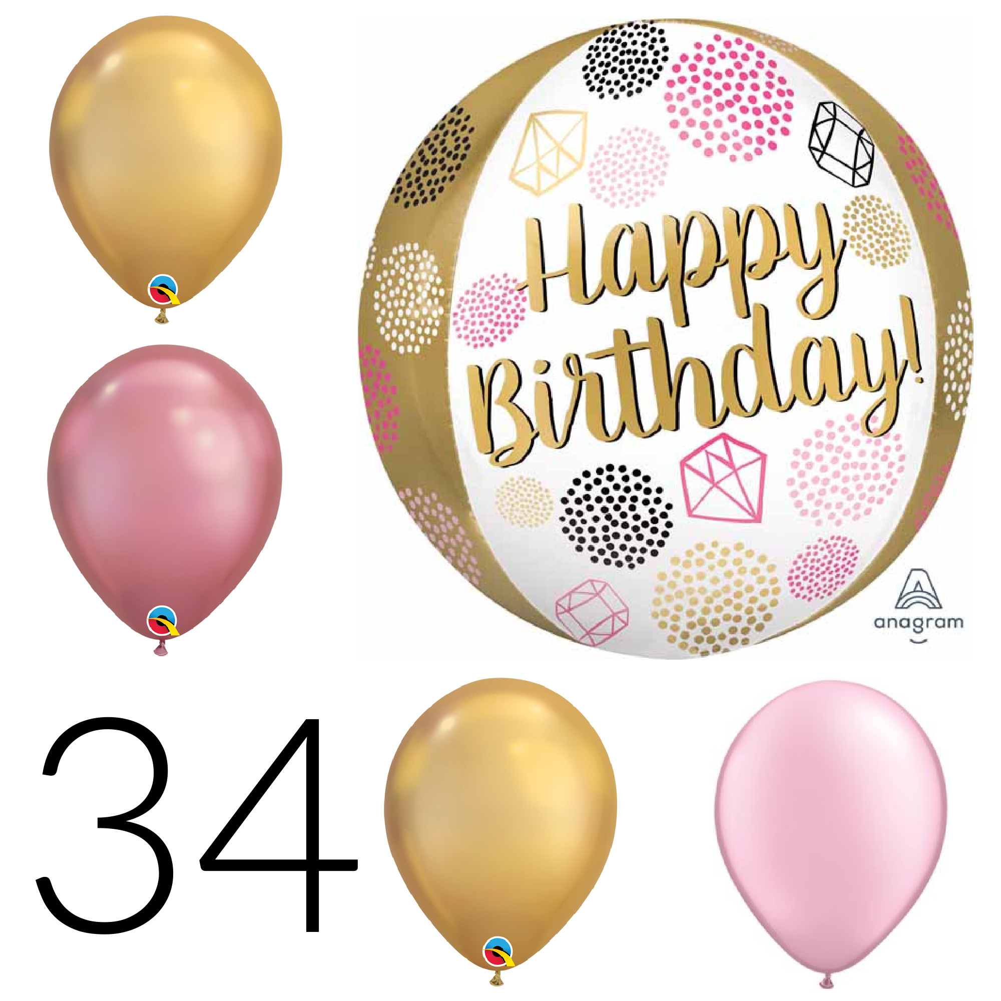 Birthday Helium Balloon Package #34 | A&B Event + Tent Rental